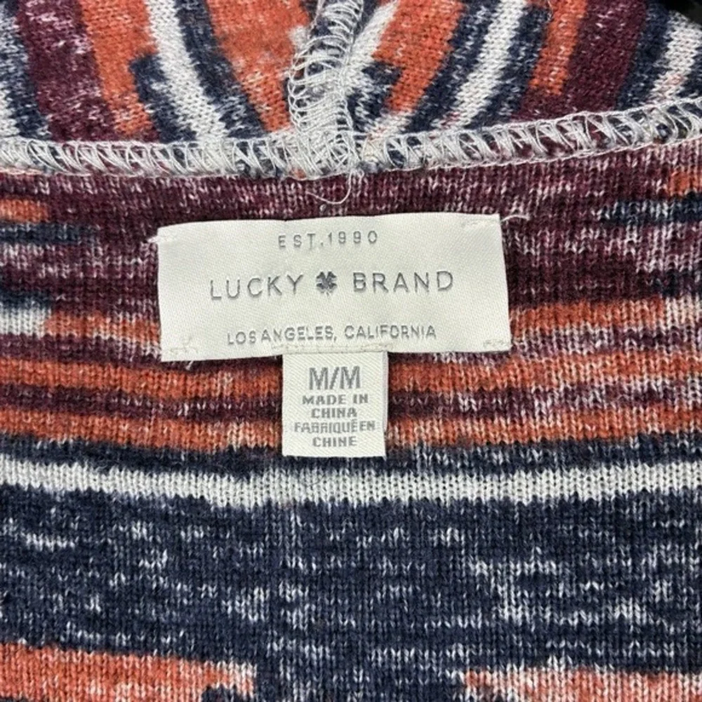 Lucky‎ Brand Women's Open Front Cardigan Sz M /L Boho Aztec Southwestern Fringe